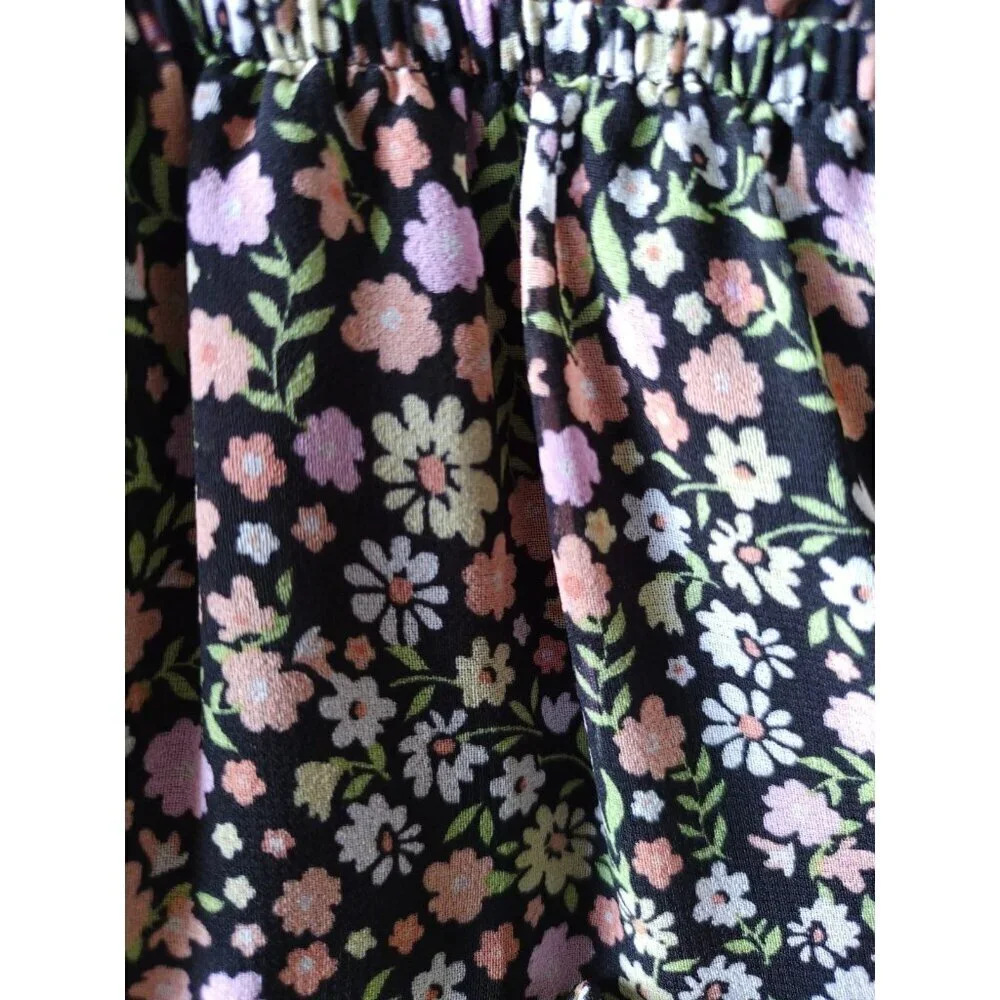 Art Class Girls Floral Ruffle Puff Sleeve Polyester Dress XS 4/5 T NWT.